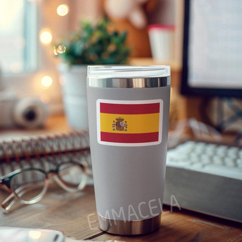 EMMACELA (3PCS) Spain Flag stickers, Countries Flag Stickers - Waterproof Vinyl Decals For Laptops, Tumblers, Water Bottles, Books, Scrapbooks, Size 3 x 2.2 Inch - Image 5